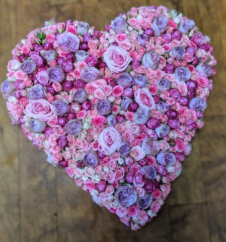 Pink Rose Heart Funeral Floral Tribute 