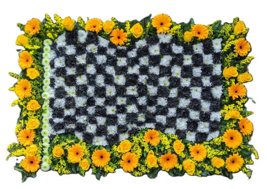 finishing flag floral tribute 