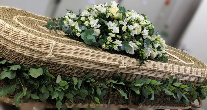 White and green funeral flowers 