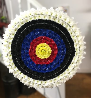 Bullseye floral tribute 