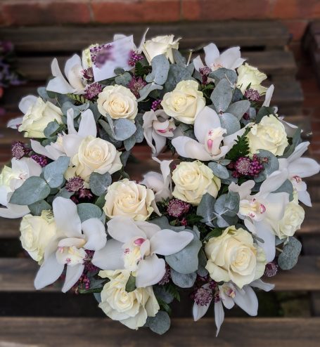 Cream and mauve luxury funeral wreath